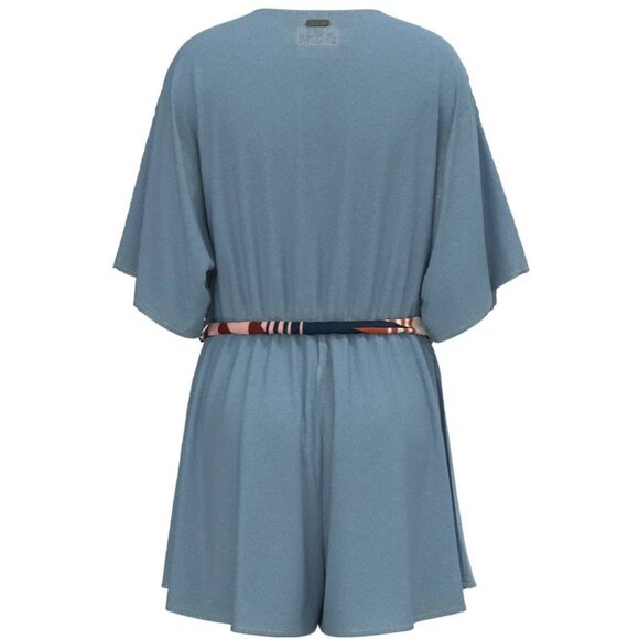 Hooey Women's Short Sleeve Pink Aztec Belted Denim Romper - Picture 2 of 4